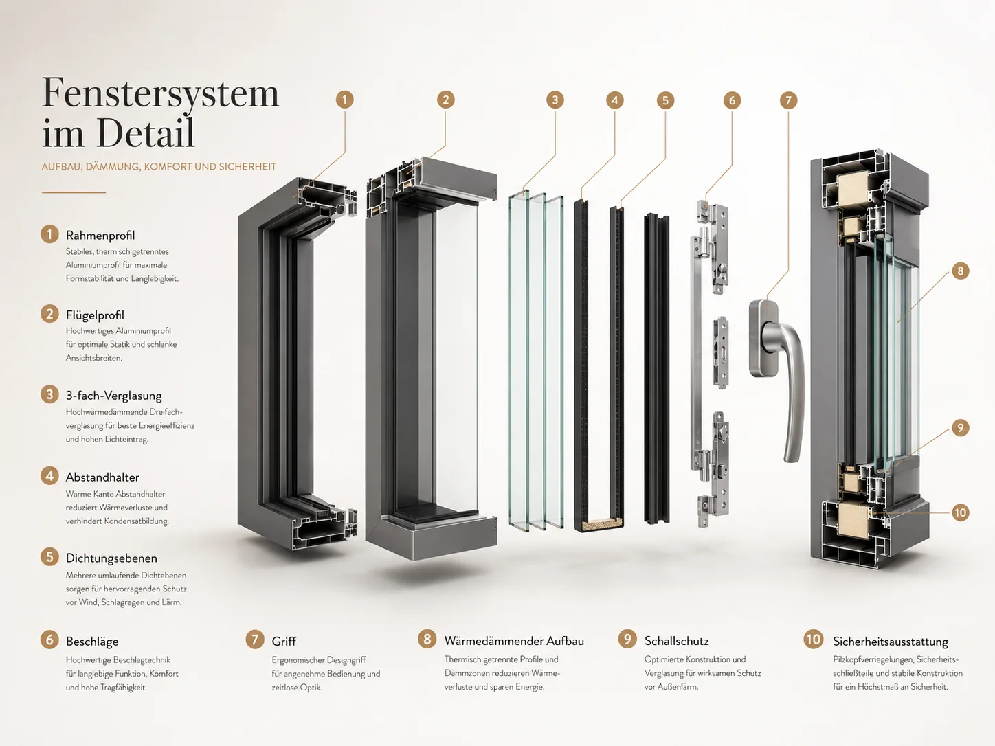 Exploded View eines Fenstersystems