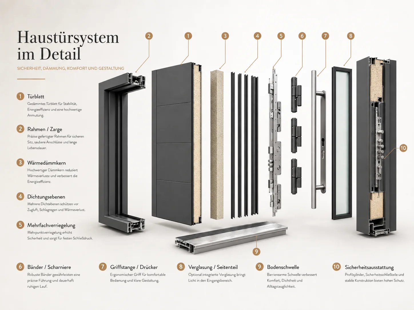 Exploded View eines Haustürsystems